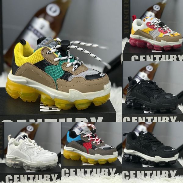 

balencigas designer shoes retro triple s clear sole casual sneakers for kids toddler youth platform dad shoe suede leather sports running sh, Black