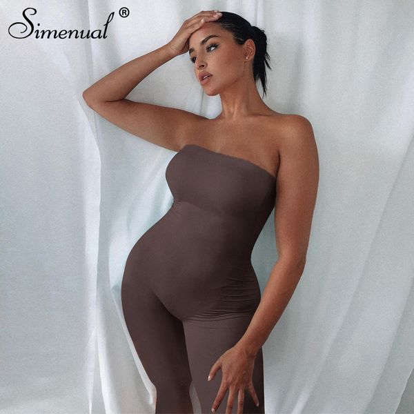 

2011Simenual Wrap Chest Sporty Jumpsuits Bodycon Women Fashion 2021 One Piece Outfit Strapless Casual Athleisure Loungewear Overalls, Black