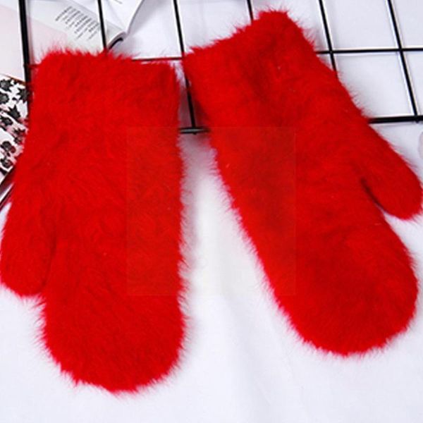 

berets gloves winter mittens student korean cartoon cute fur dongdaemun girl female women wool rabb p3x5, Blue;gray