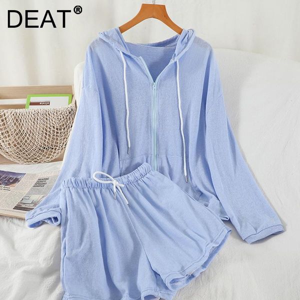 

women's tracksuits deat women hooded neck long sleeve coat high waist shorts two piece set fashion temperament autumn 2021 11d3205, Gray