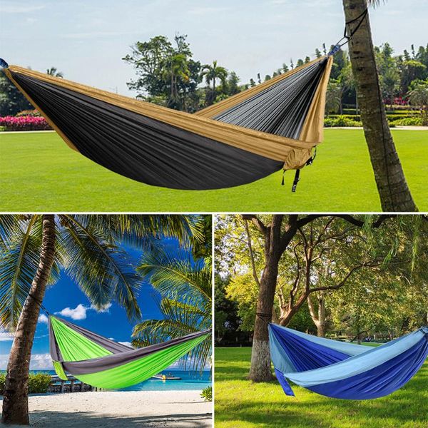 

portable hammock nylon double person camping swing outdoor backpacking travel survival hunting sleeping bed parachute bags