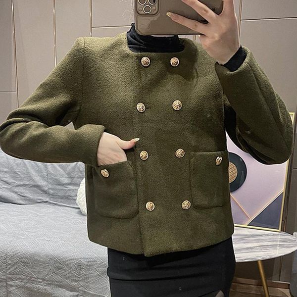

women's jackets [ewq] korea chic autumn fashion solid color temperament slim green double breasted long sleeve coat female trend 16e312, Black;brown