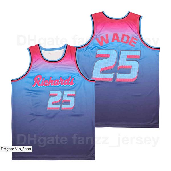 

movie basketball richards high school 25 dwyane wade jersey men hiphop for sport fans team color blue hipÂ hop breathable pure cotton uniform, Black