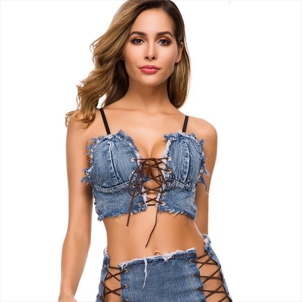 

summer denim straps cropped women cami hip hop shirt bra camisole dj nightclub dance costume skinny jeans bar stage, White