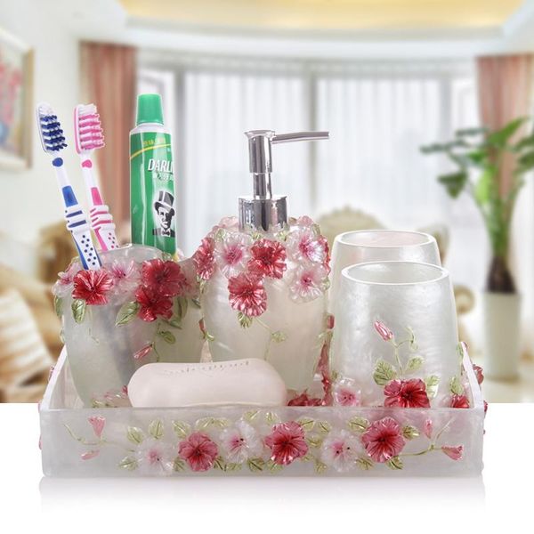 

bath accessory set modern resin five piece bathroom wedding suit european style products, wash gargle cup kit
