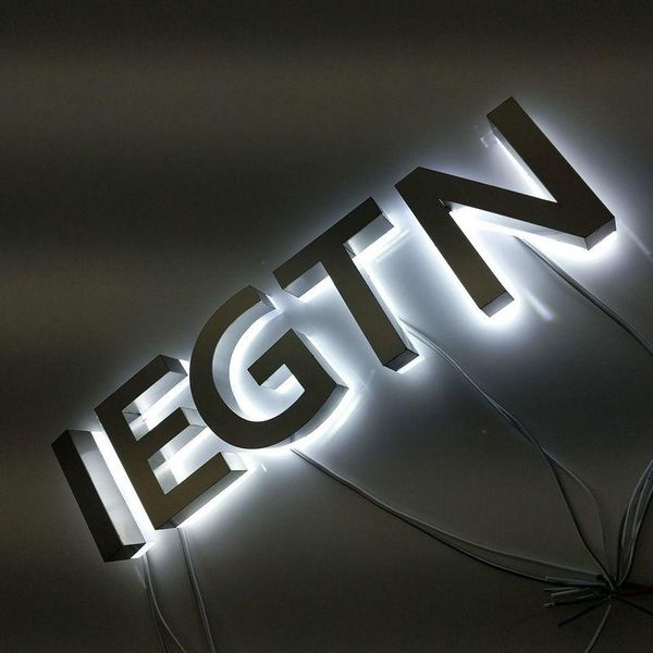 

metal painting advertising custom 3d stainless steel letter led backlit halo lit shop signage