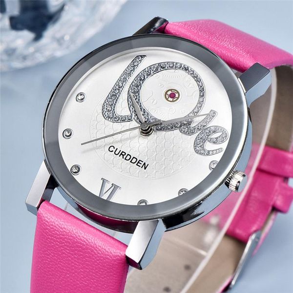 

wristwatches 2021 love style watch ladies fashion leather strap simple gift quartz wrist for woman, Slivery;brown