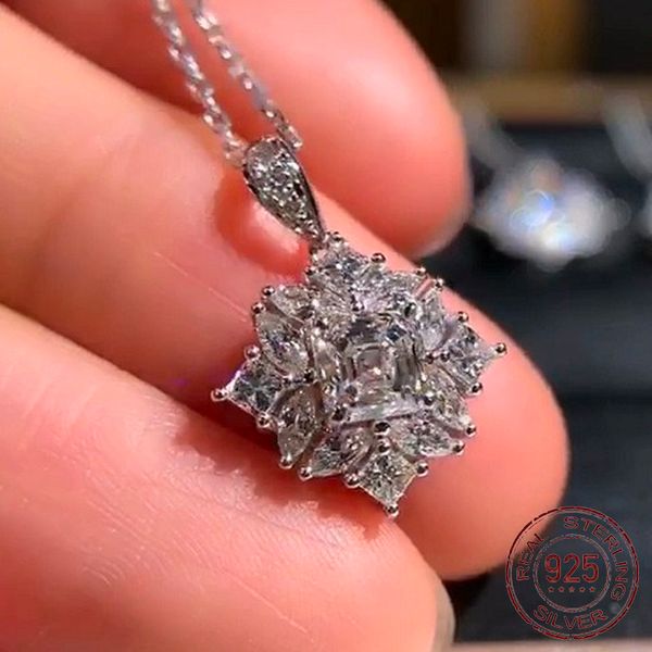 

fashion flower pendant necklace for women silver 925 necklace original statement wedding jewelry xdz096