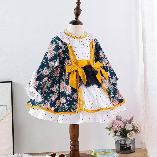 

girl's dresses children lolita dress girls autumn 2021 princess printed puffy spanish style tutu, Red;yellow
