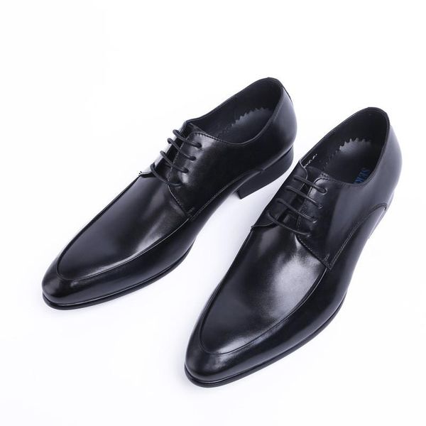 

british business suits european version men's shoes, leather breathable layer cowhide pointed wedding shoes dress, Black