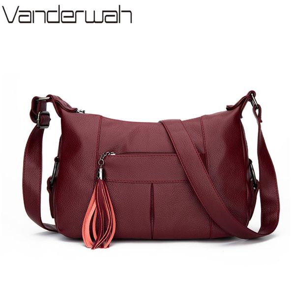 

evening bags solid color luxury shoulder handbags women soft pu leather bag ladies crossbody retro hand small tassel messenger sac