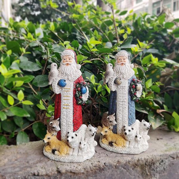 

garden decorations santa claus statue hand-painted resin crafts christmas deskornament for home living room office decor jardin