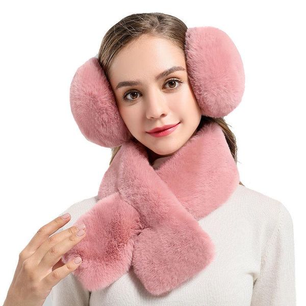 

berets warm female plush ear wrap muff winter cute, Blue;gray