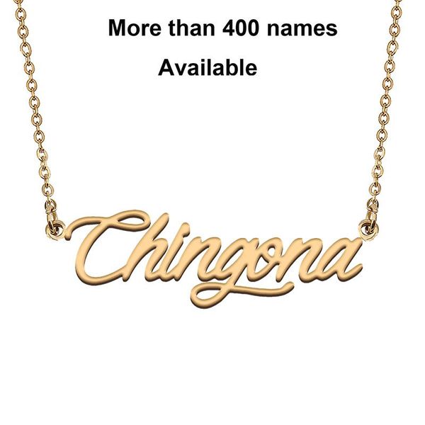 

chains cursive initial letters name necklace for chingona birthday party christmas year graduation wedding valentine day gift, Silver