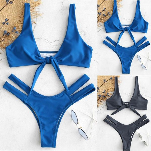 

two-piece suits arrival womens bandage bikini set swimsuit padded bra thong bathing suit ladies summer pure swimwear beachwear costume