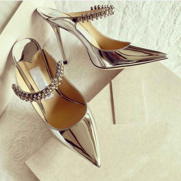 

luxury bing mule women's wedding party dress bridal shoes stiletto heels ankle strap pearls & strass pumps pointed toe women footwear, Black