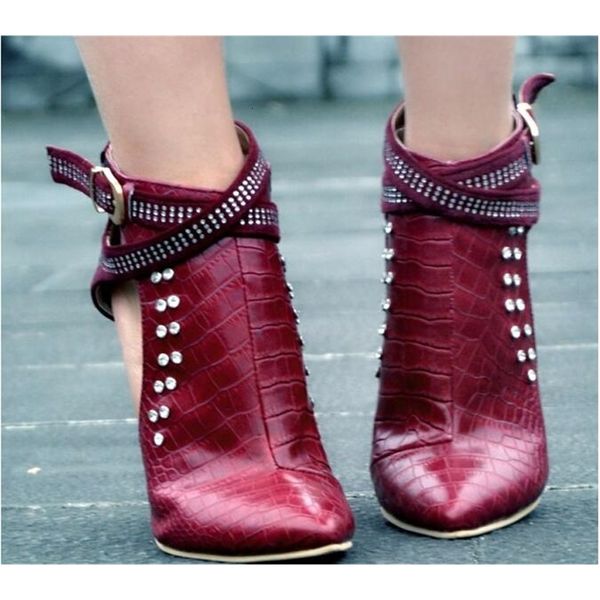 

sandals lonelinecc black-red buckled glass word "belt shoes" toe-heel thin women's shoes party