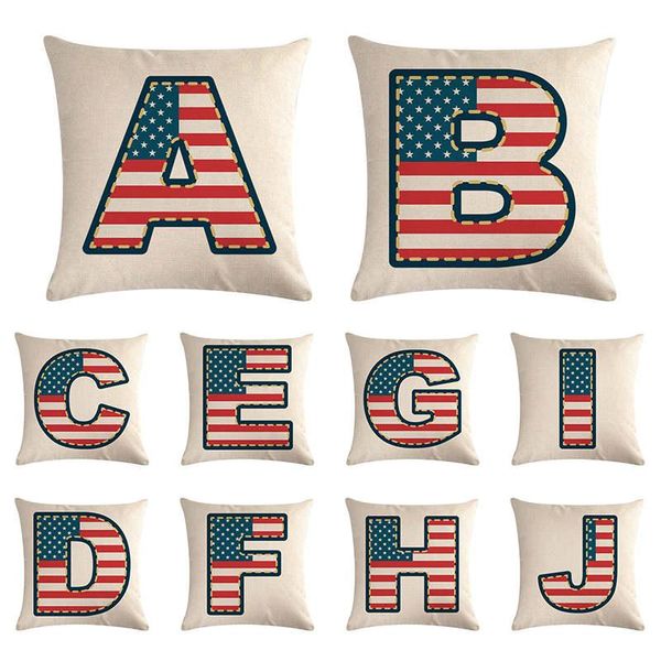 

cushion/decorative pillow american flag 26 english letter cushion cover linen chair office sofa home decoration case 45x45cm