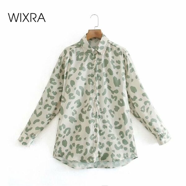 

wixra turn down collar womens blosue deer print full sleeve street wear loose shirts clothing spring summer 210419, Black;brown