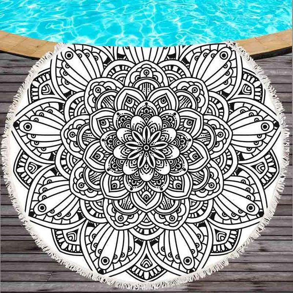

towel lannidaa mandala beach with tassel boho cotton black round yoga mat for adults tapestry blanket swimming microfiber towels