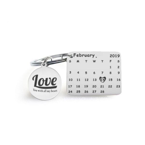 

keychains yamily fathers day sale,personalized calendar keychain,signature heart date highlighted lover key chain, Silver