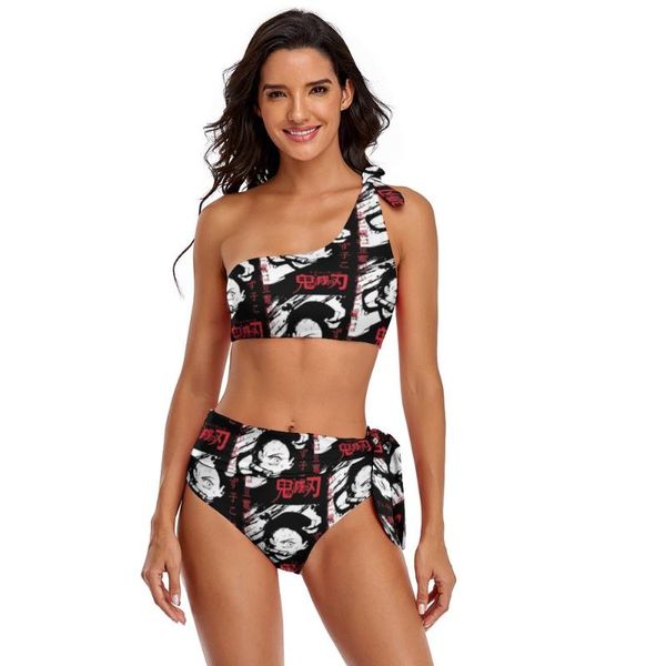 

one-piece suits demon slayer bikini swimsuit tie side normal rave swimwear teen whole sale two piece bathing suit