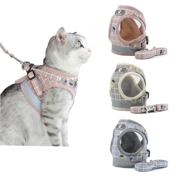 

cat collars & leads glowing led dog adjustable vest harness walking lead leash for puppy dogs collar woven cotton outdoor