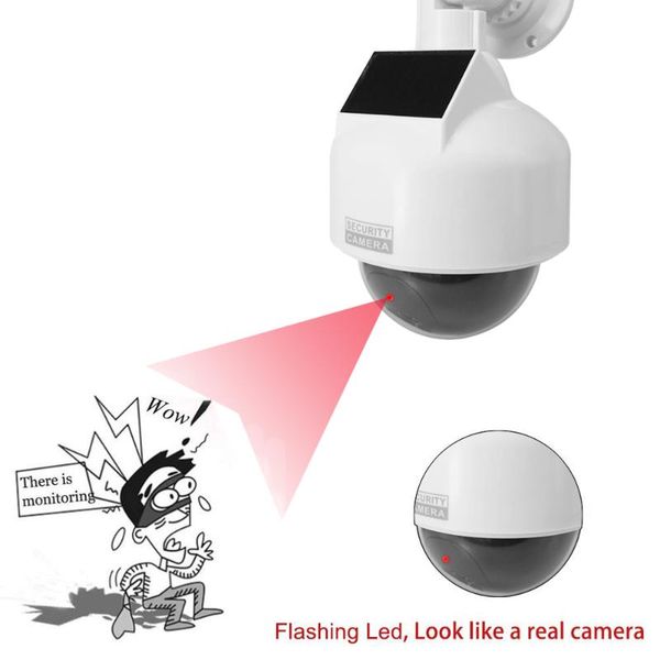 

cameras est solar power fake camera dummy outdoor indoor dome waterproof simulate security led light cctv surveillance