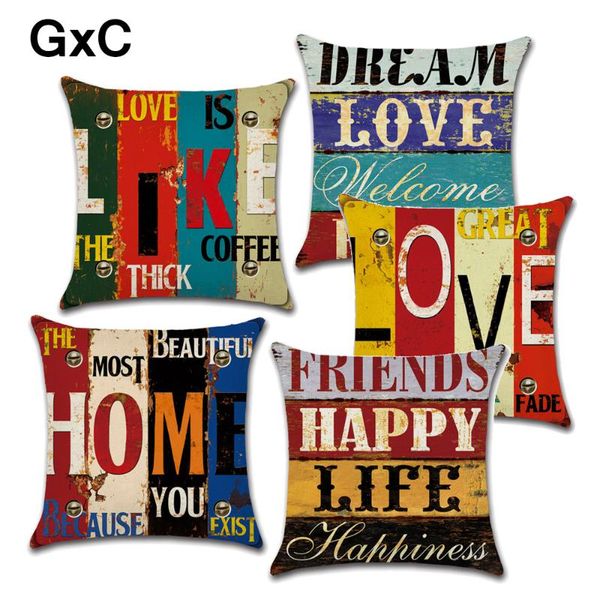 

retro rumors mediterranean hand-painted letters linen cotton hug pillowcase cushion/decorative pillow