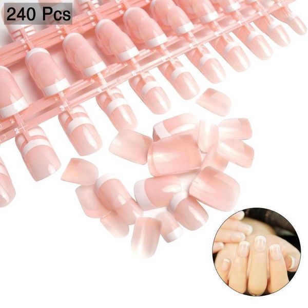 

pcs 12 different size natural french short false nails acrylic full cover with simple case1, Red;gold