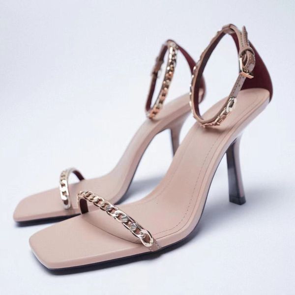 

zar women's sho 21 summer line buckle high-heeled sandals pink chain decorative elegant, Black