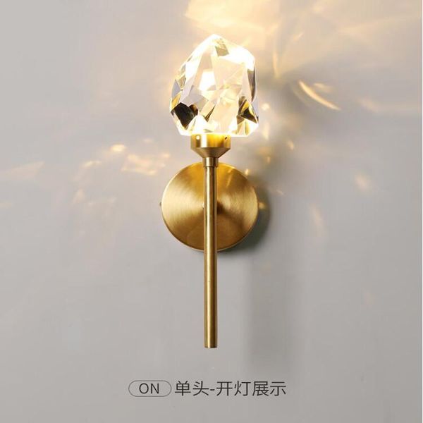 

modern led crystal wall light all copper nordic gold lamp for bedroom living room corridor home decor lighting fixture lamps
