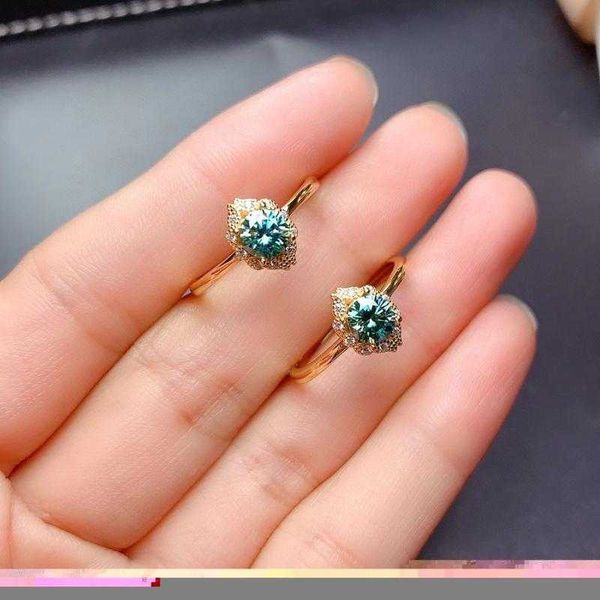 

cluster rings 0.5 crackling moissanite gemstone ring for women jewelry engagement 925 sterling silver birthday gift, Golden;silver