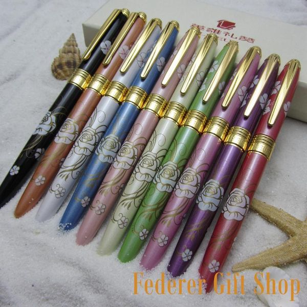 

liseur flowers 10color and gold clip fountain pen ef nib gift ink pens