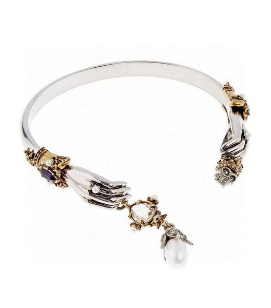 

charm bracelets brand pure 925 sterling silver jewelry for women bangle vintage high party open size gold bracelet, Golden;silver