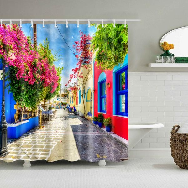 

natural scenery color flower town shower curtain curtains