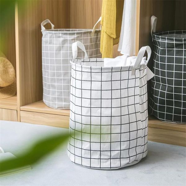 

foldable laundry basket striped lattice kids toys canvas storage home clothes container barrel organizer & organization