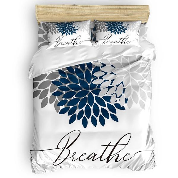 

bedding sets dahlia blue grey breathe set bedroom comforter bed sheet pillowcase duvet cover