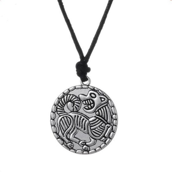 

pendant necklaces vintage necklace dog pattern special design viking jewelry rope chain personality zinc alloy provide drop, Silver