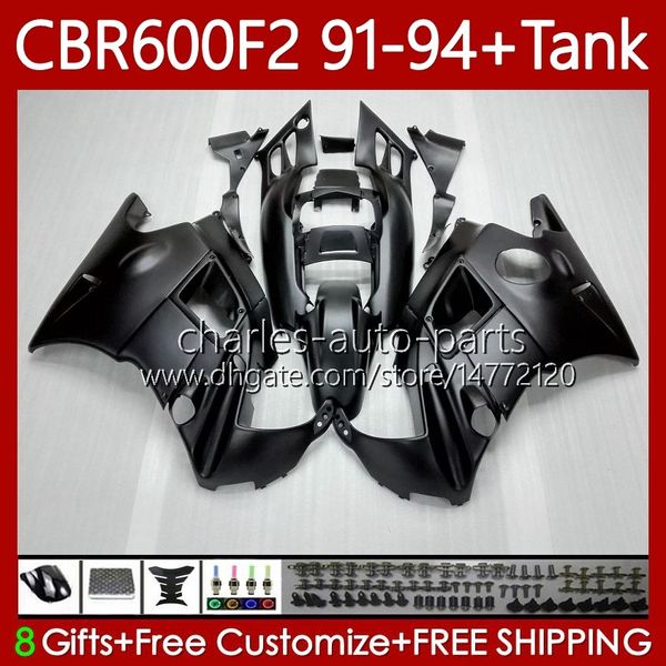 Bodywork + Tanque para Honda CBR 600 F2 CC 91-94 Corpo 63No.5 CBR 600FS 600F2 CBR600 FS CBR600F2 91 92 93 94 CBR600-F2 600cc CBR600FS 1991 1992 1993 1994 Fairing Matte Preto