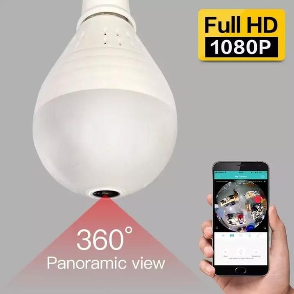 

light bulb ip camera smart home indoor security 360degree panoramic viewing 2 ways audio wide angle 1080p hd cctv cameras