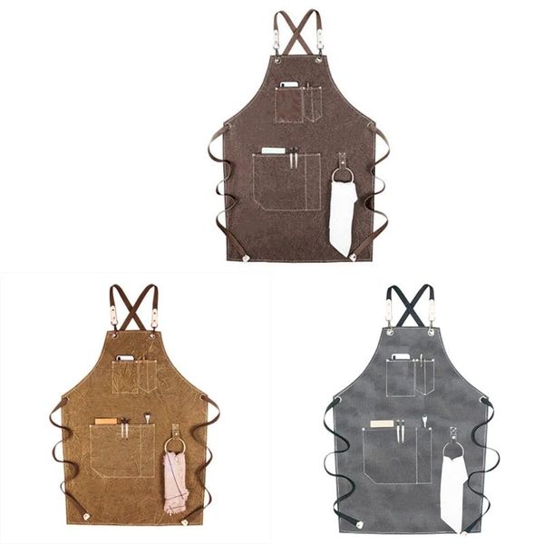 

chef apron denim cross back adjustable with cooking baking aprons