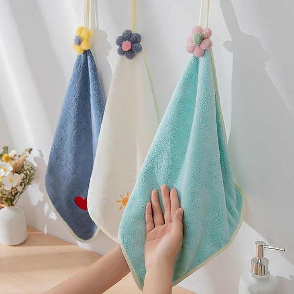 

towel hand small flower kitchen hanging coral fleece cartoon cute thickened rag