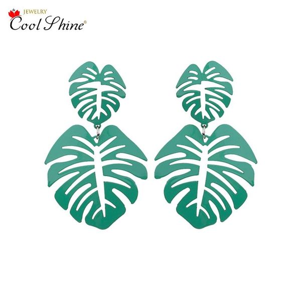 

dangle & chandelier coolshine trendy zinc alloy hollow-out leaves drop earrings for women fashion christmas gift 6 colors wedding charming w, Silver