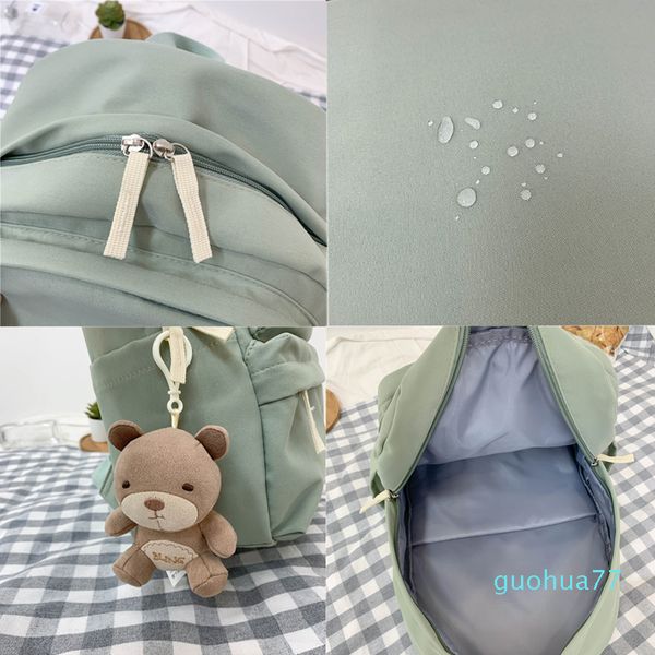 

designer-candy color double zipper women backpack waterproof nylon school bag big student bag cute girl travel