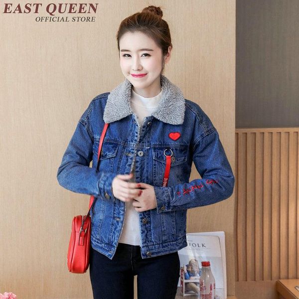 

women's jackets women denim jacket fur collar coats 2021 autumn winter coat dd117 c, Black;brown