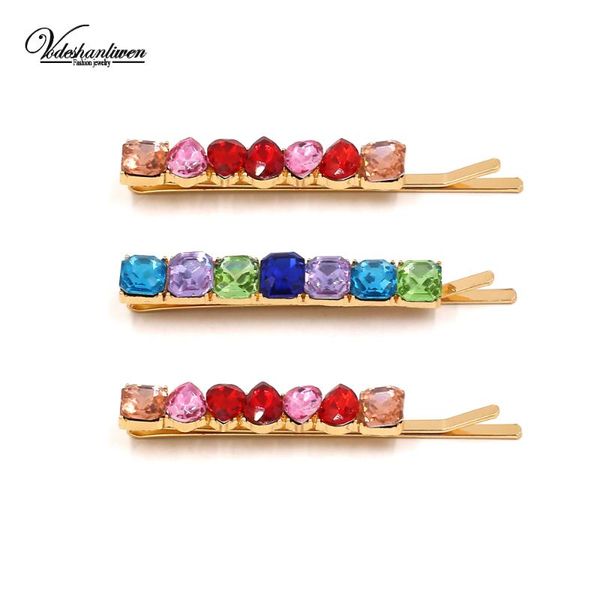 

hair clips & barrettes vodeshanliwen multicolor crystal for women 2021 fashion bohemian rhinestones wedding jewelry accessories, Golden;silver