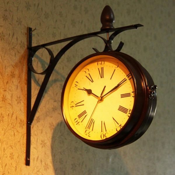 

wall clocks european-style double-sided clock creative classic monochrome