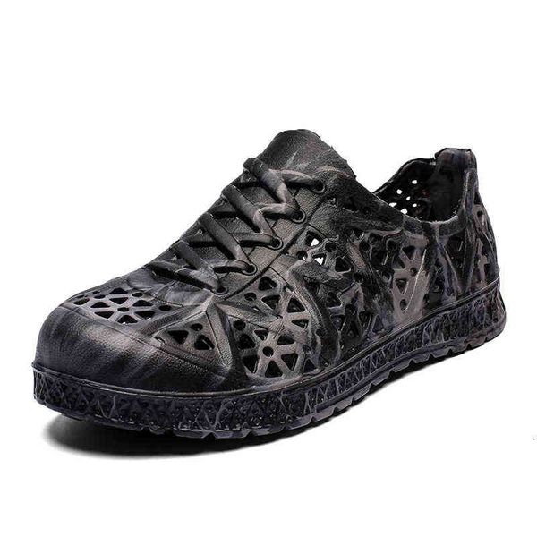 

2022 summer breathable men's casual shoes sports comfortable hole sandals light river tracing ifting men, Black
