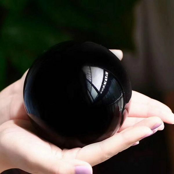 

big natural black obsidian sphere large crystal ball healing stone